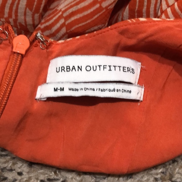 Urban Outfitters Dress Size Medium Orange Cream Geometric Print - Picture 6 of 11